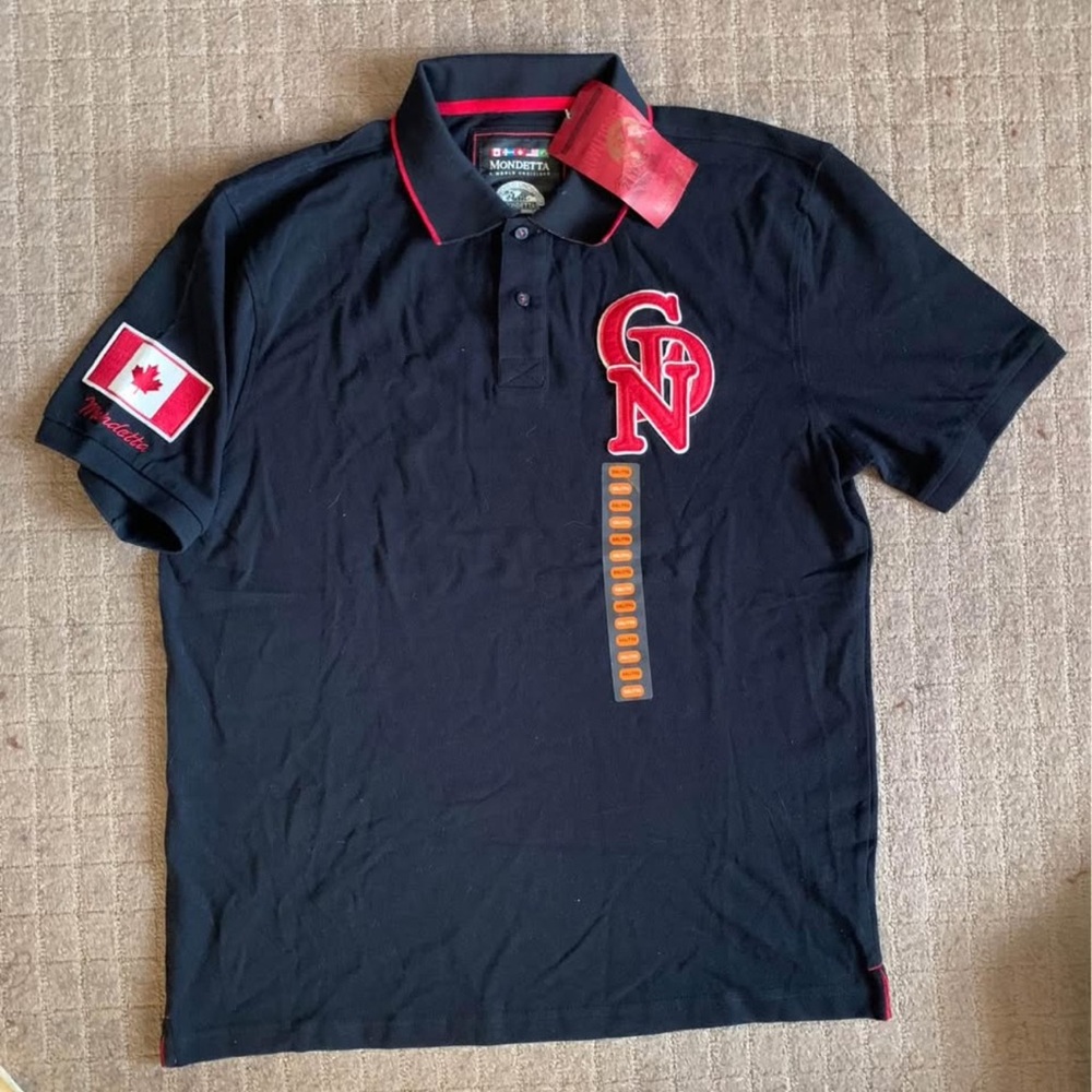 Mondetta Black Polo Shirt with Red Canada Flag